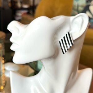 Vintage Black and White Striped Earrings